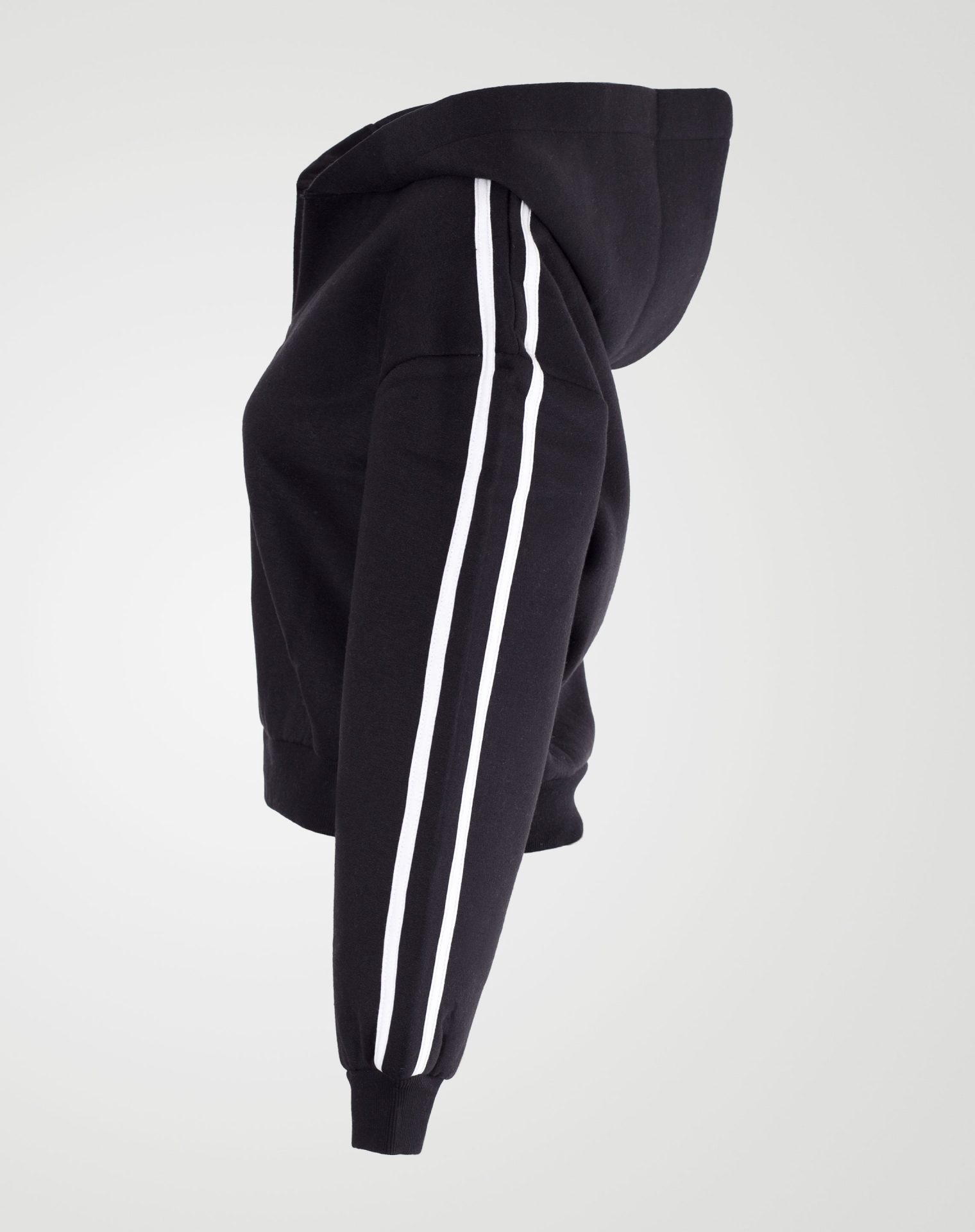Image 2 of Womens V-Neck Striped Hoodie color Black and sizes S, M, L, XL from Noroze