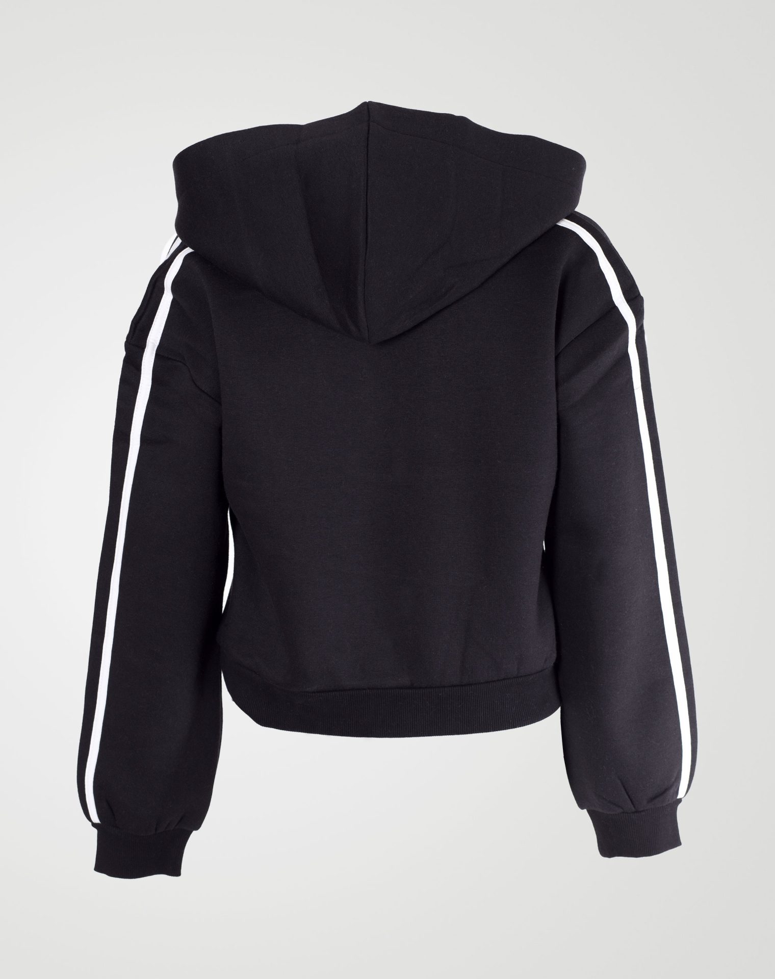 Image 3 of Womens V-Neck Striped Hoodie color Black and sizes S, M, L, XL from Noroze
