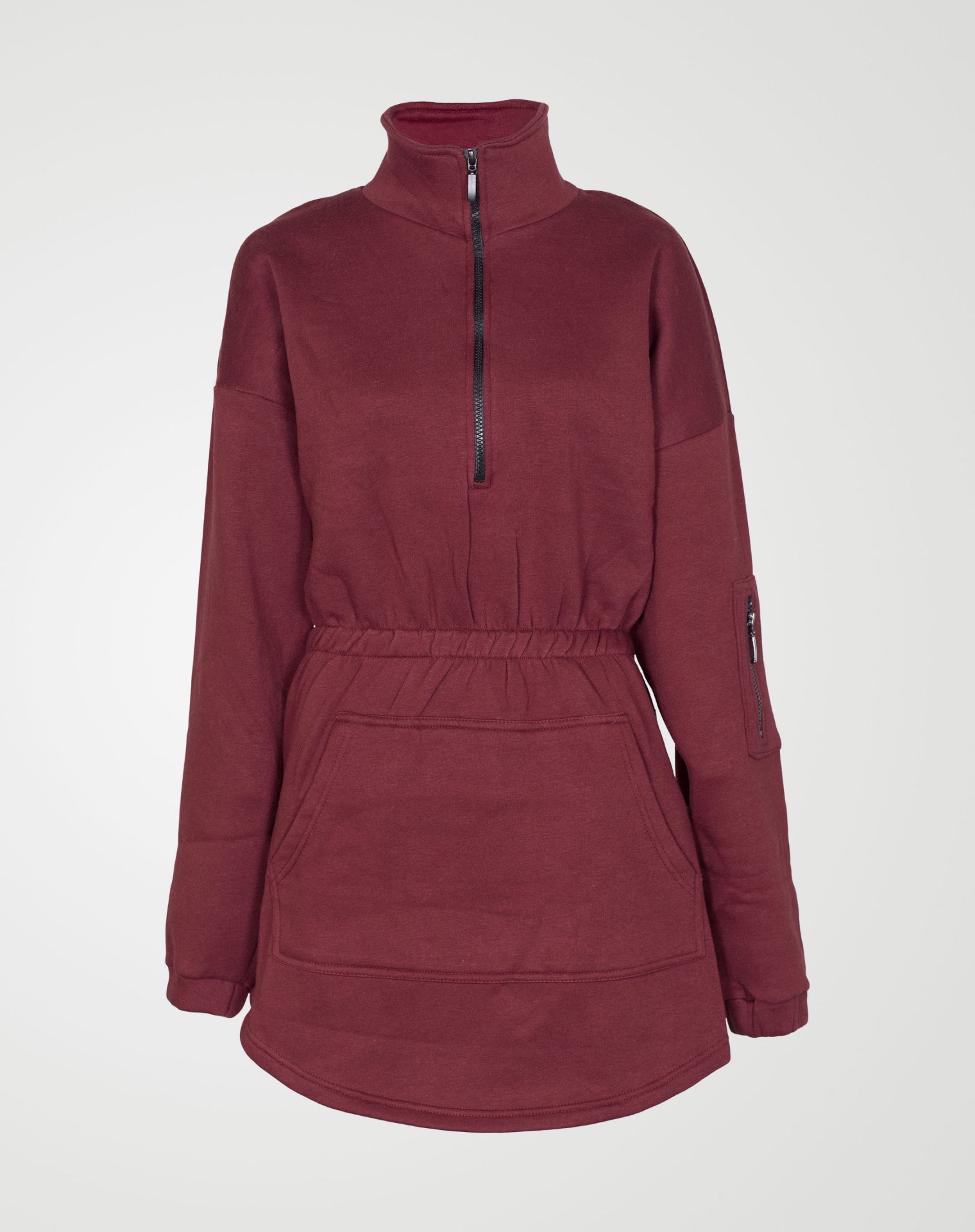 Image 1 of Womens Fleece Quarter Zip Top Dress color Wine and sizes 8,10,12,14 from Noroze