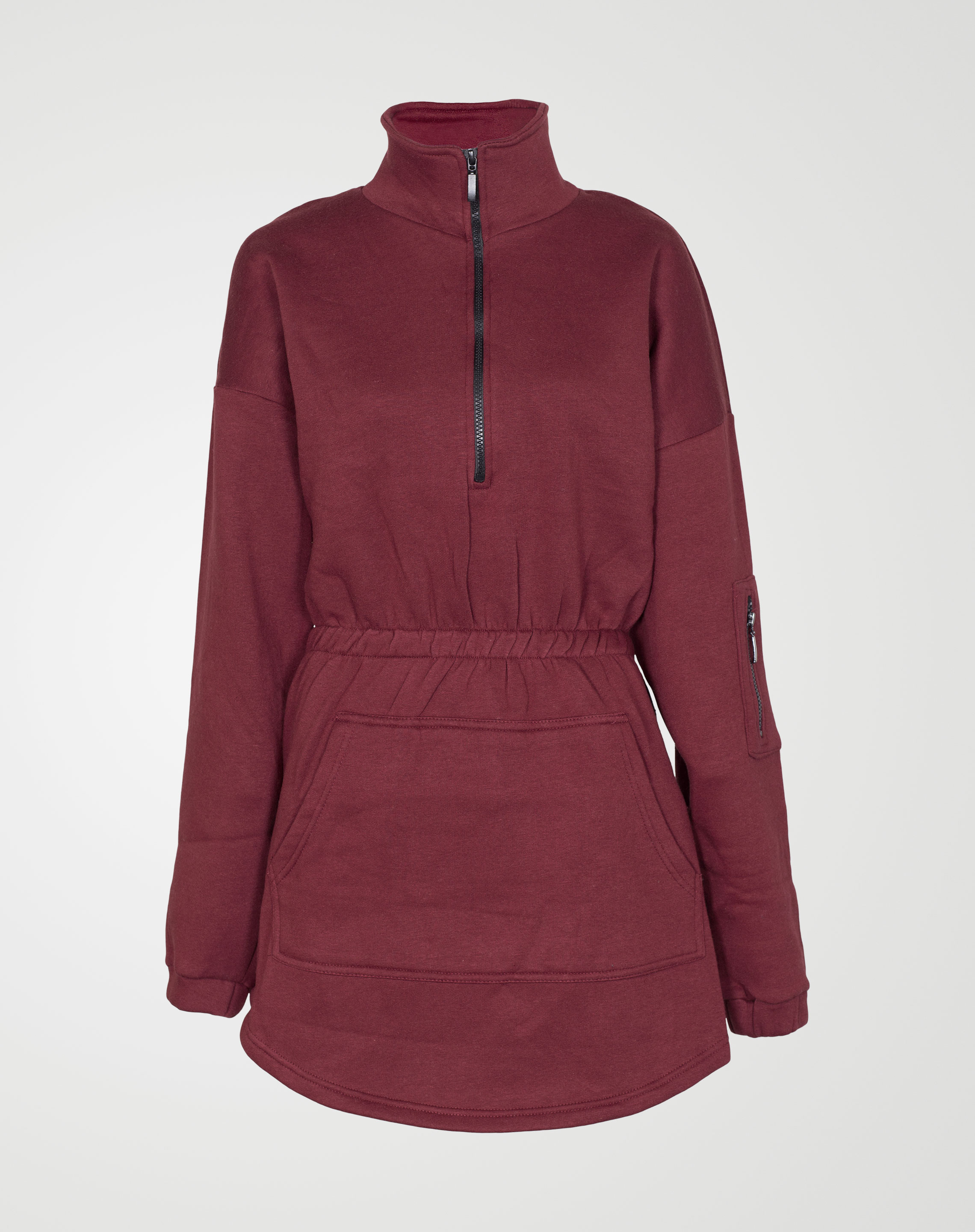 Image 1 of Womens Fleece Quarter Zip Top Dress color Wine and sizes 8,10,12,14 from Noroze
