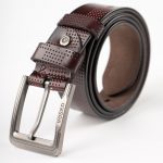 Image 1 of Men's Holes Leather Belt of color Coffee from Noroze