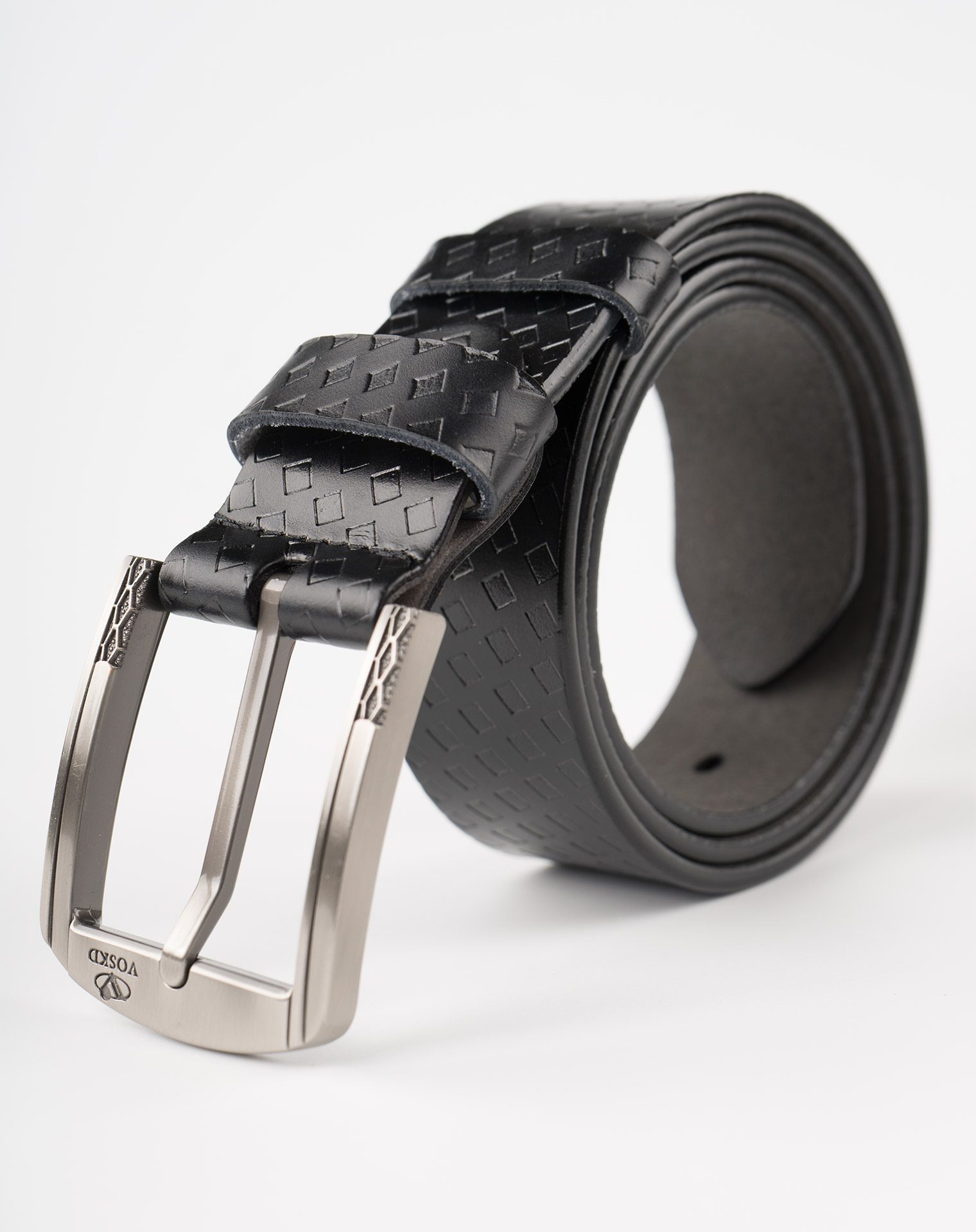 Image 1 of Mens Leather Belt with Squares of color Black from Noroze
