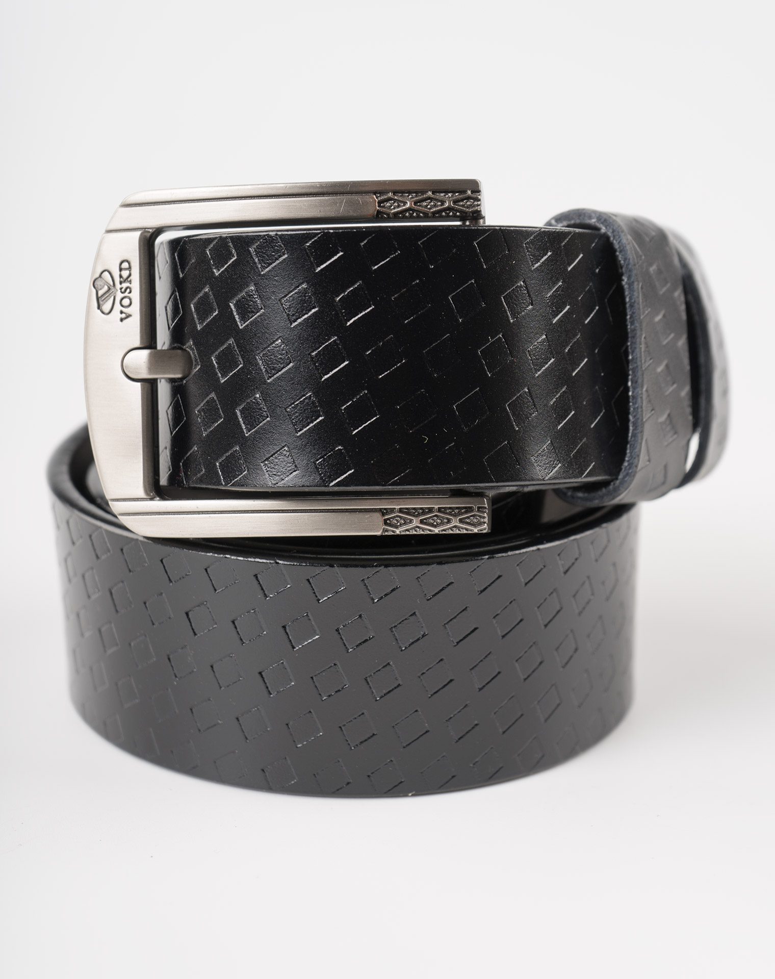 Image 3 of Mens Leather Belt with Squares of color Black from Noroze