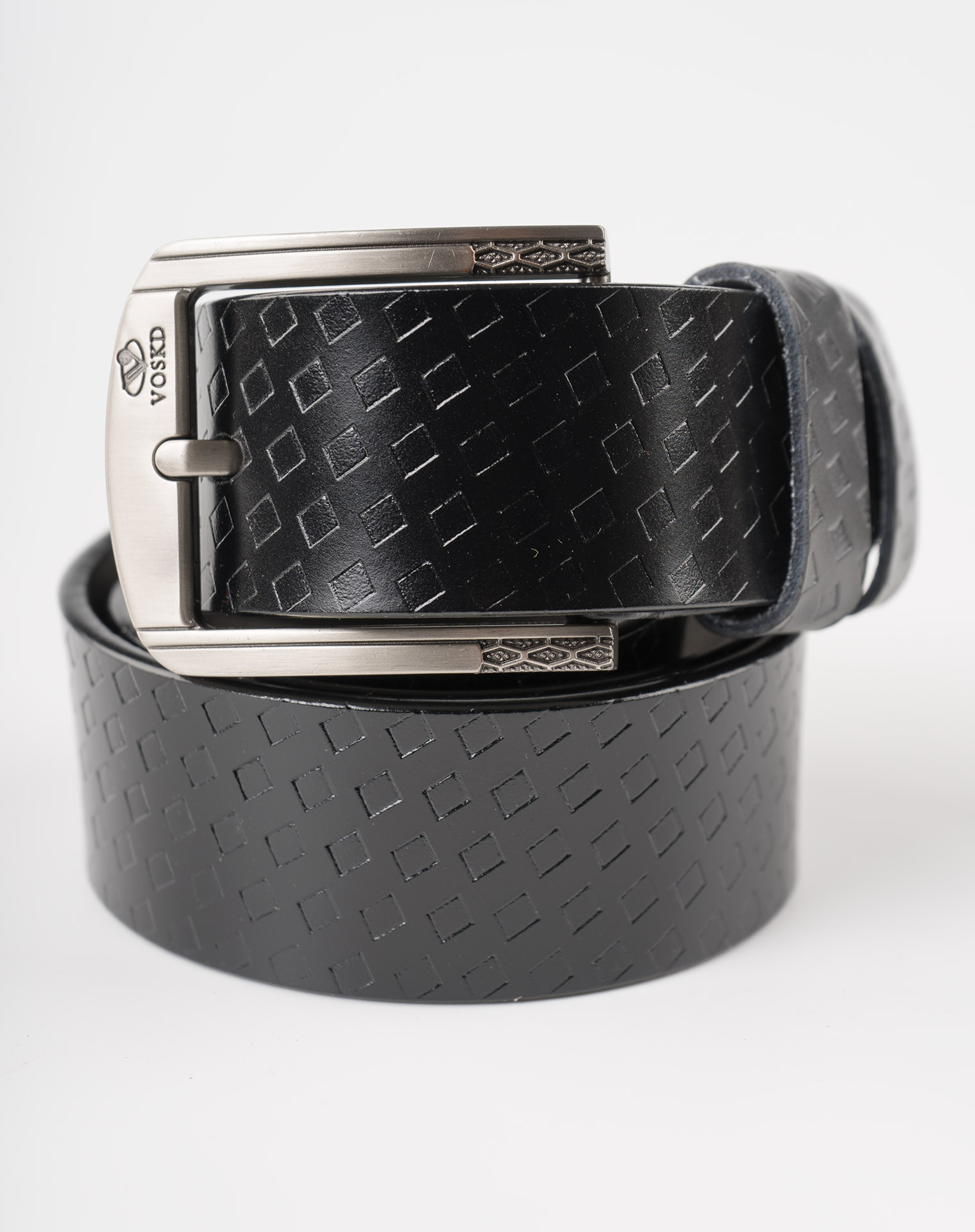Image 3 of Mens Leather Belt with Squares of color Black from Noroze