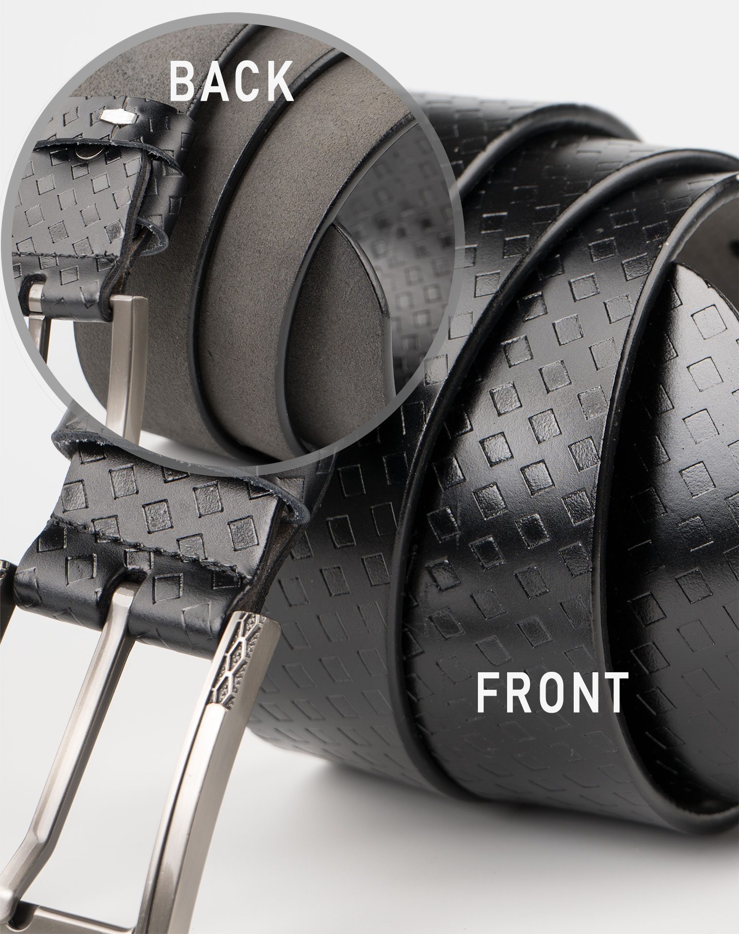 Image 4 of Mens Leather Belt with Squares of color Black from Noroze