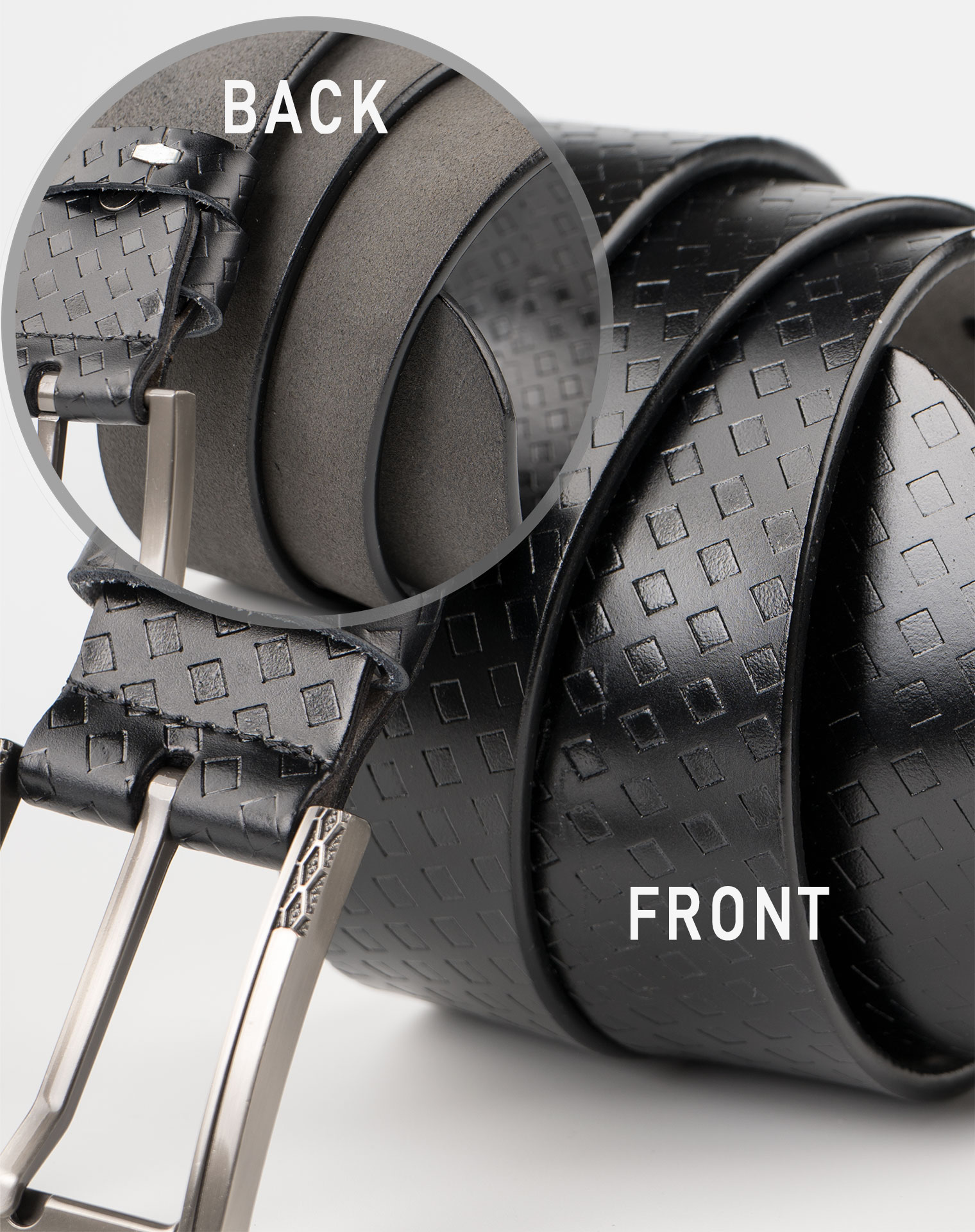 Image 4 of Mens Leather Belt with Squares of color Black from Noroze