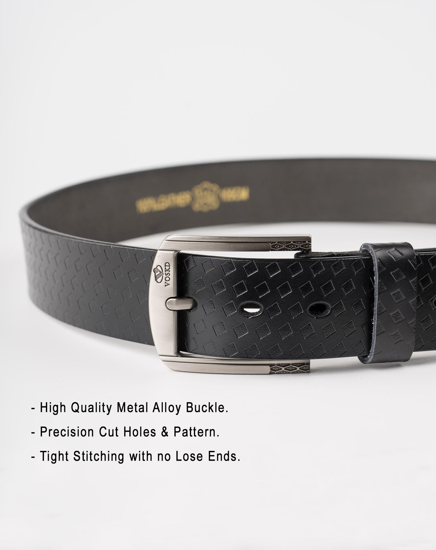 Image 5 of Mens Leather Belt with Squares of color Black from Noroze