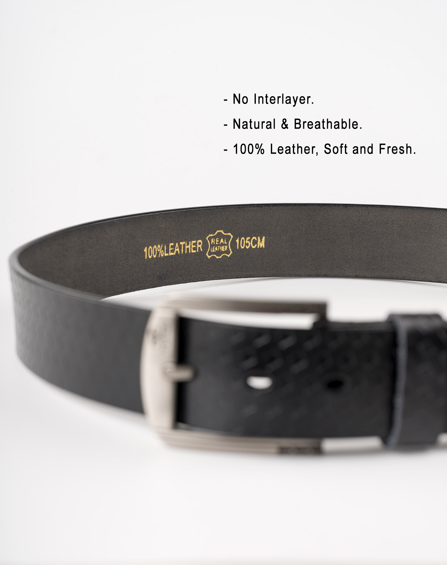 Image 6 of Mens Leather Belt with Squares of color Black from Noroze