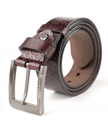 Image 1 of Mens Leather Belt with Squares of color Coffee from Noroze
