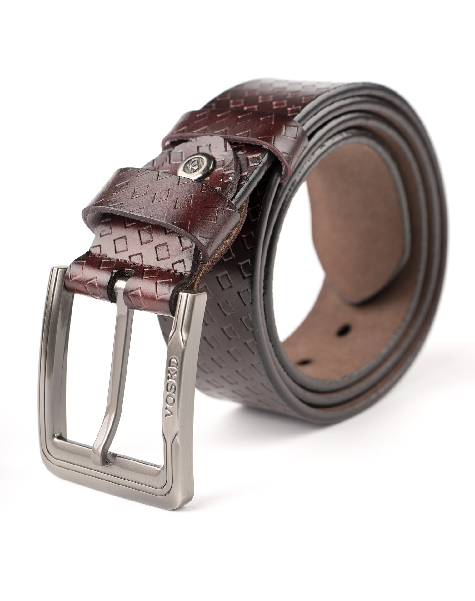 Image 1 of Mens Leather Belt with Squares of color Coffee from Noroze