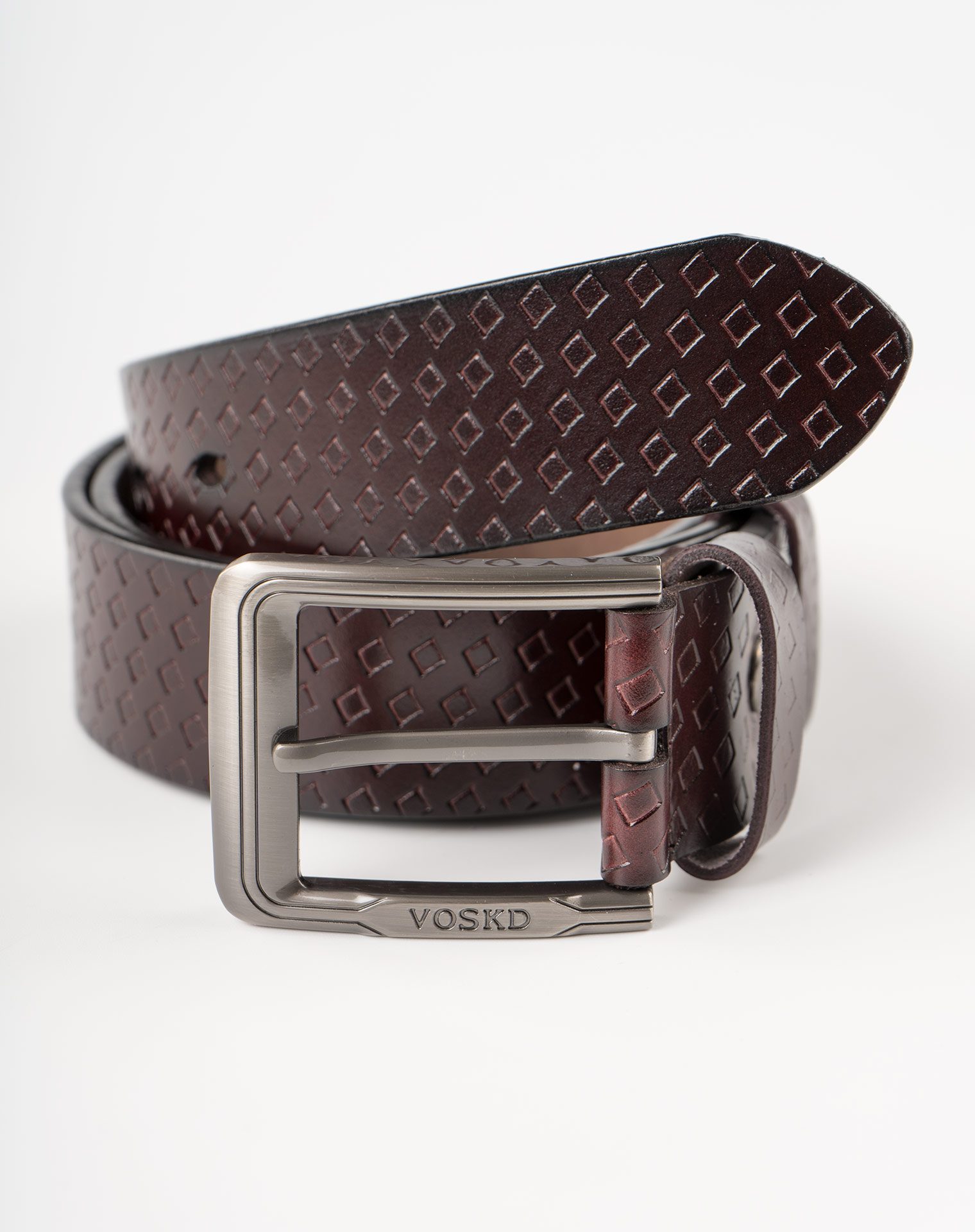 Image 2 of Mens Leather Belt with Squares of color Coffee from Noroze