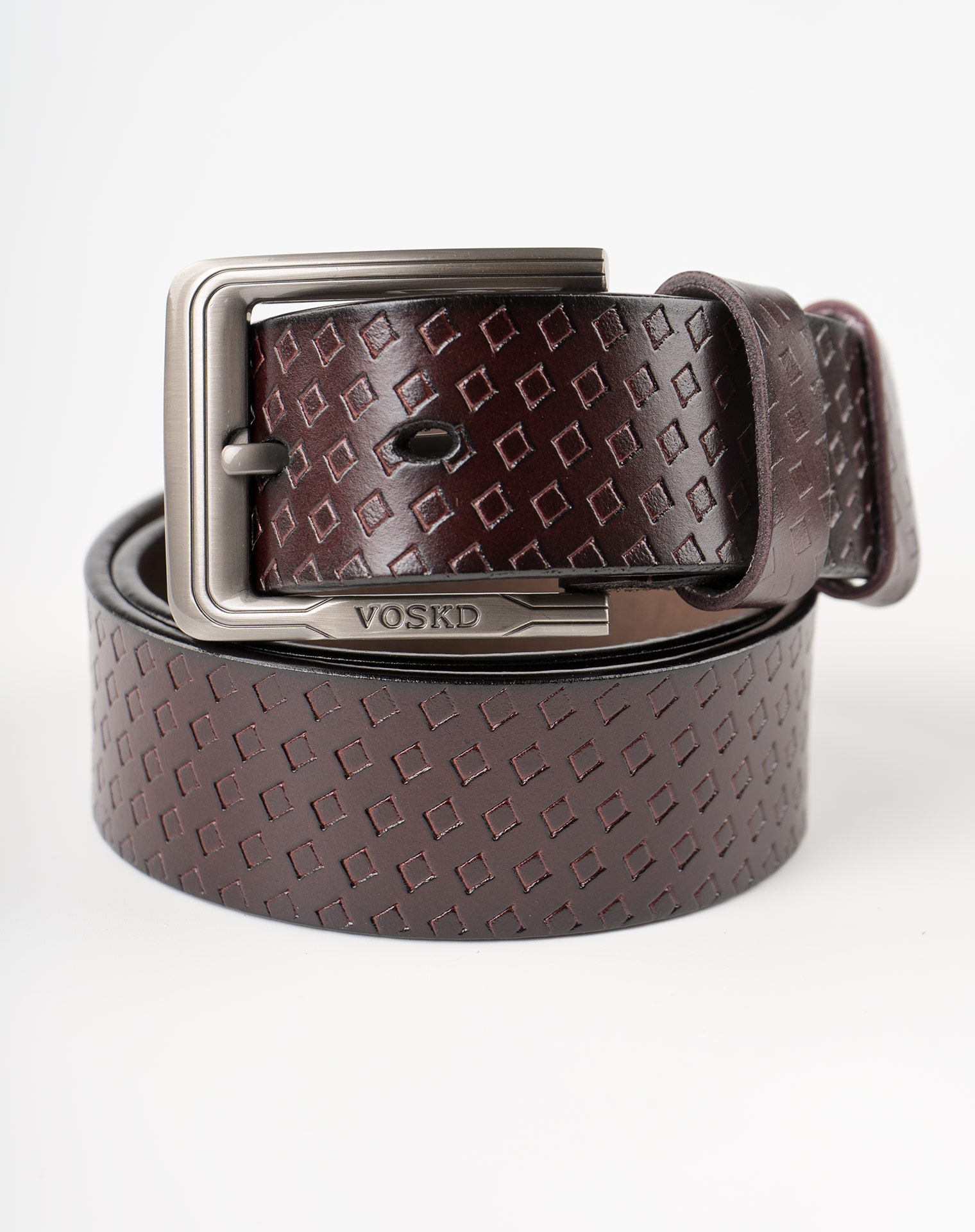 Image 3 of Mens Leather Belt with Squares of color Coffee from Noroze
