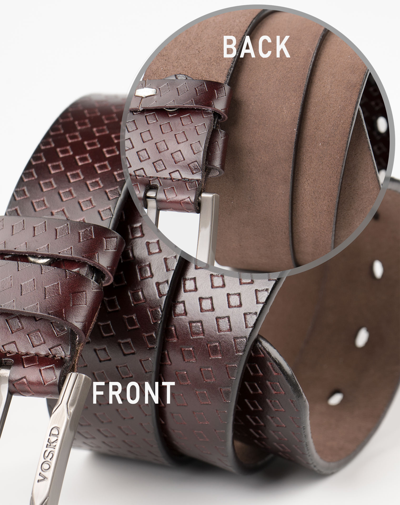 Image 4 of Mens Leather Belt with Squares of color Coffee from Noroze