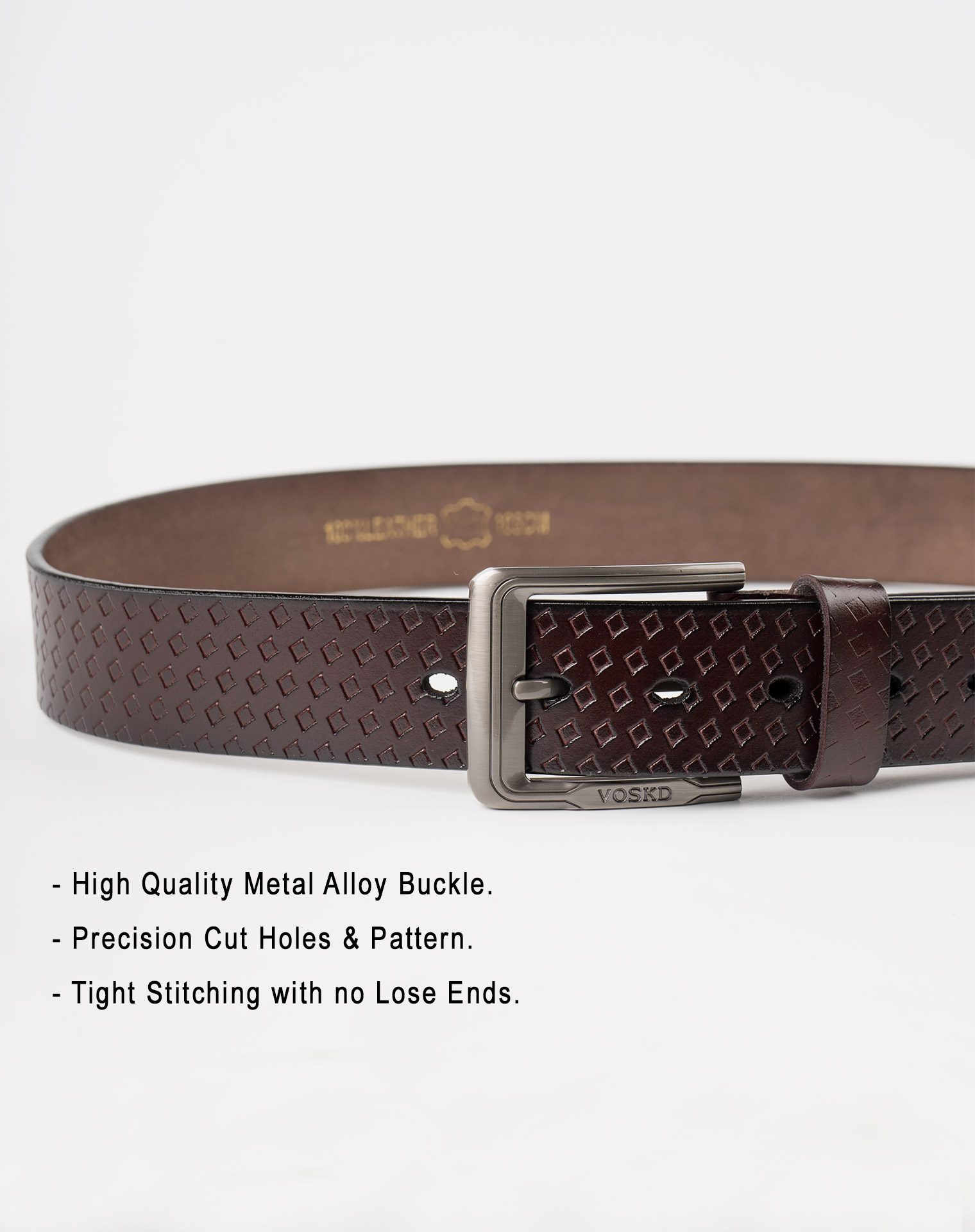 Image 5 of Mens Leather Belt with Squares of color Coffee from Noroze