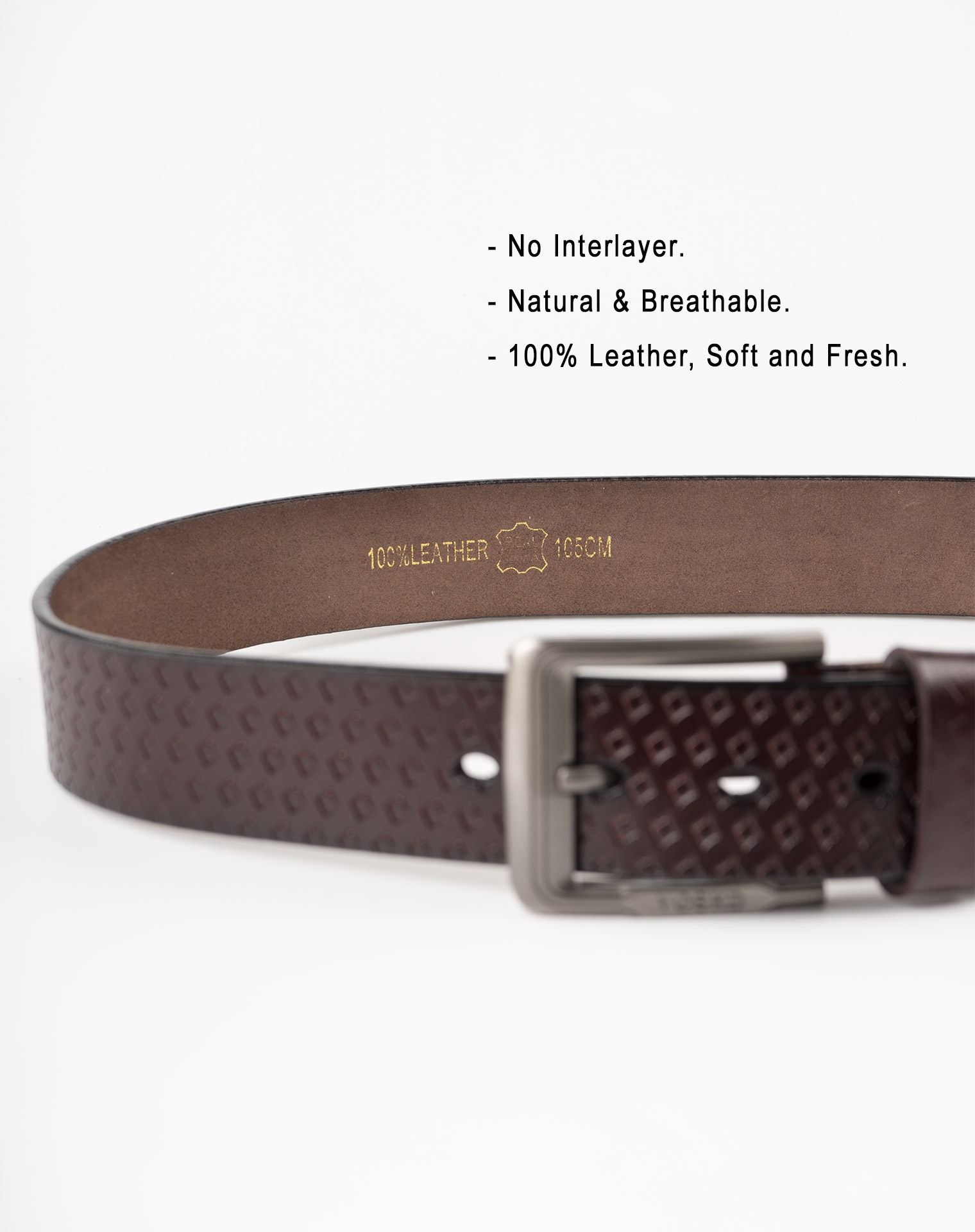 Image 6 of Mens Leather Belt with Squares of color Coffee from Noroze