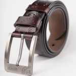 Image 1 of Mens Etched Buckle Leather Belt of color Coffee from Noroze