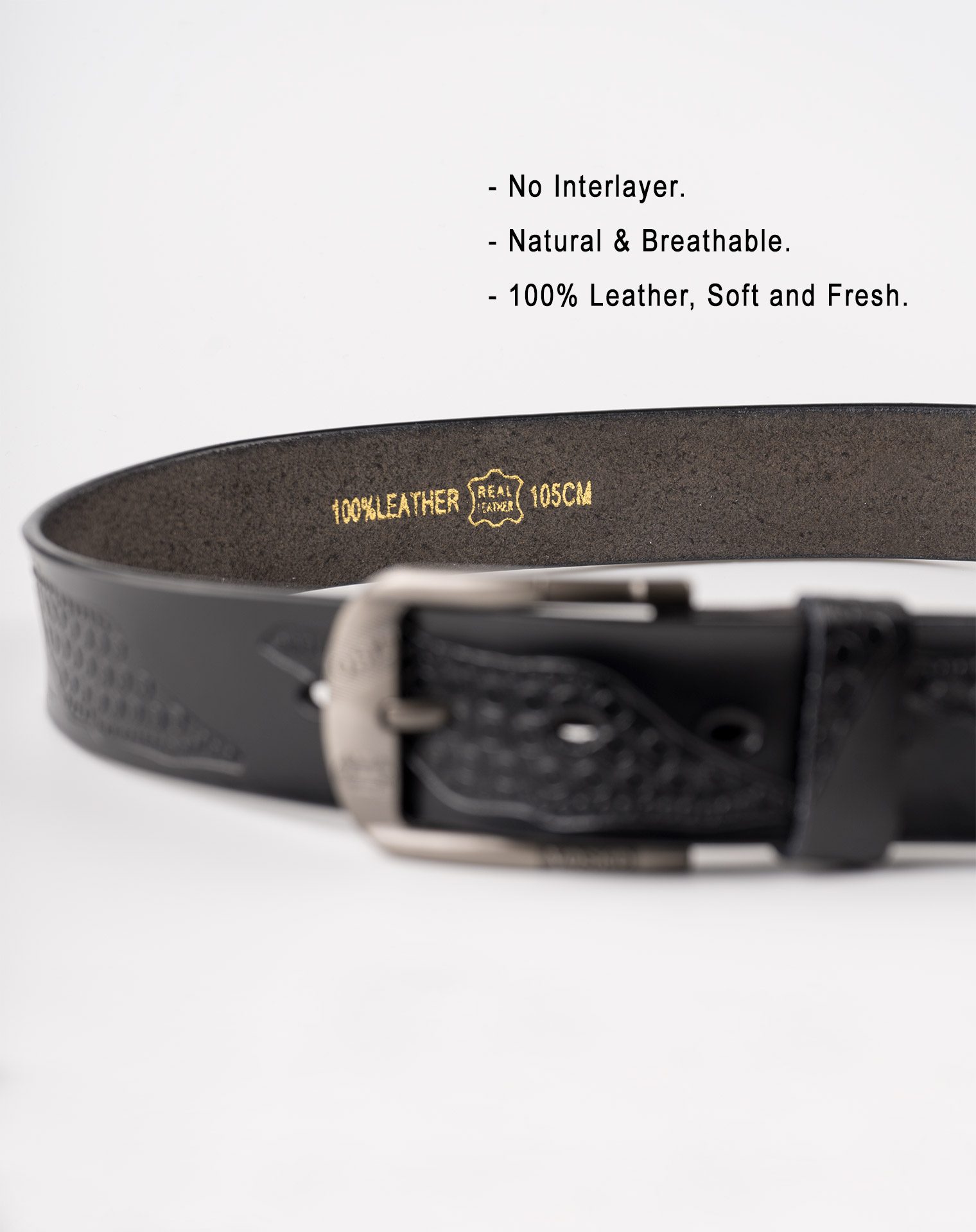 Image 5 of Mens Leather Belt of Black color from Noroze