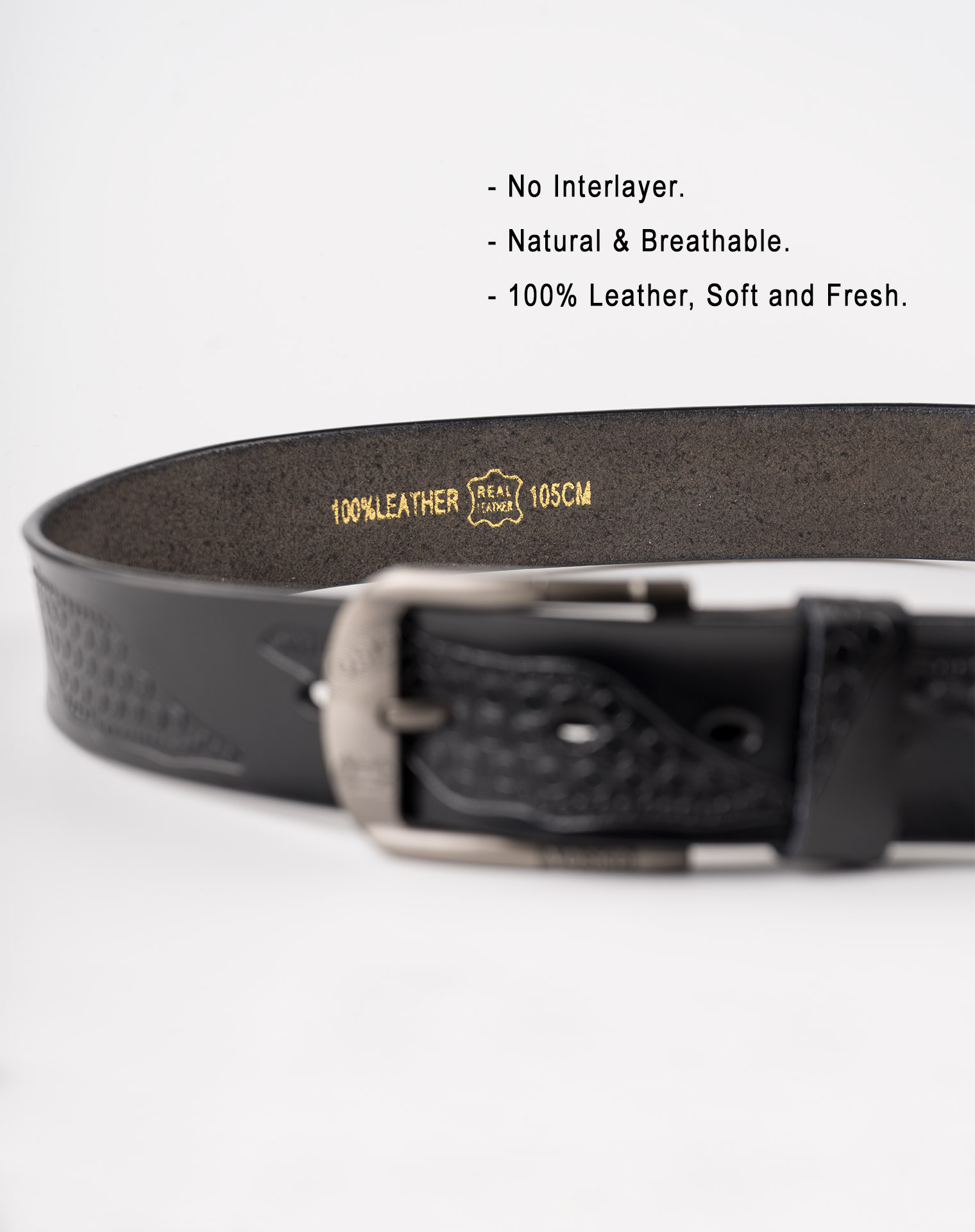 Image 5 of Mens Leather Belt of Black color from Noroze