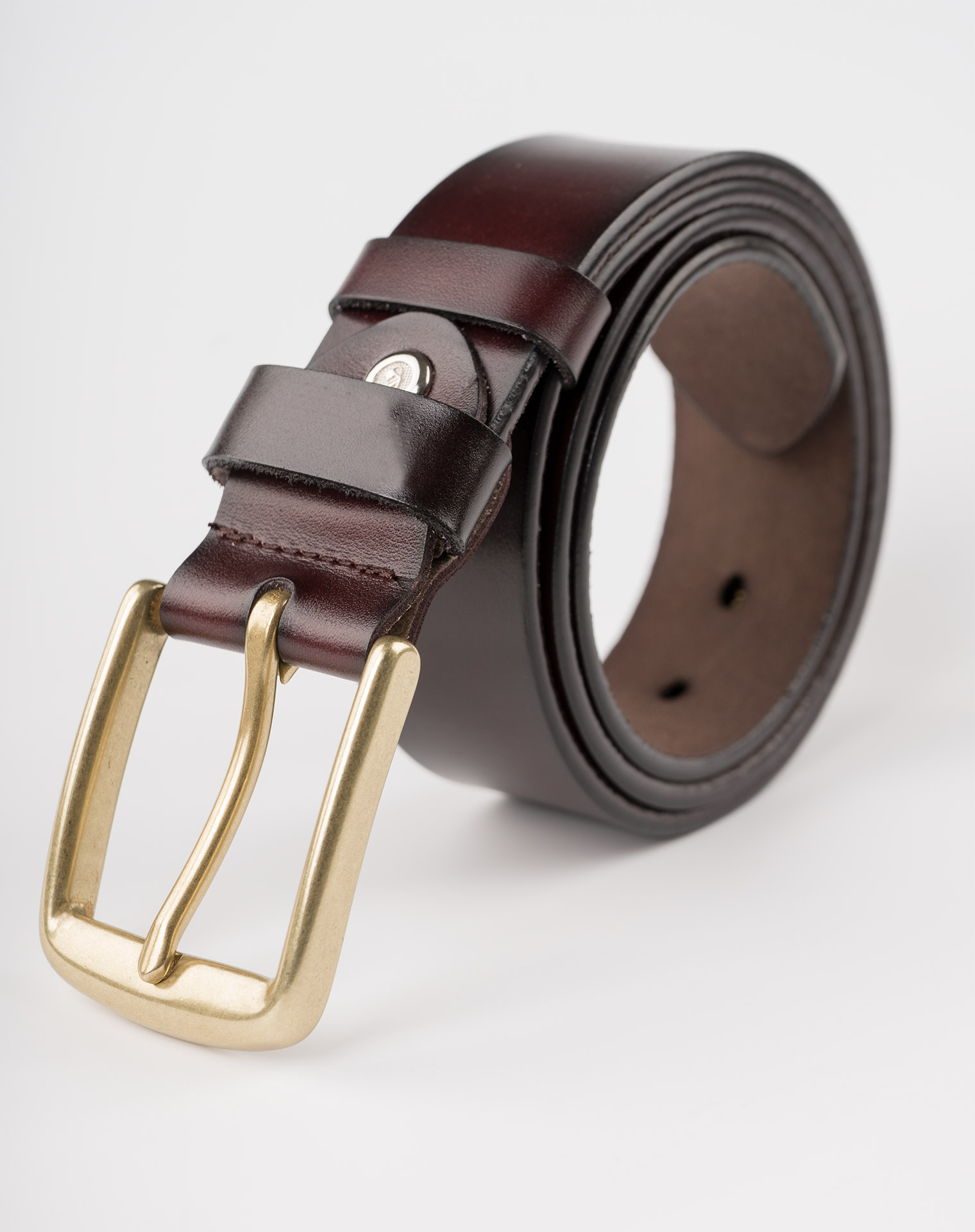 Image 1 of Mens Leather Brown Belt Golden Buckle from Noroze