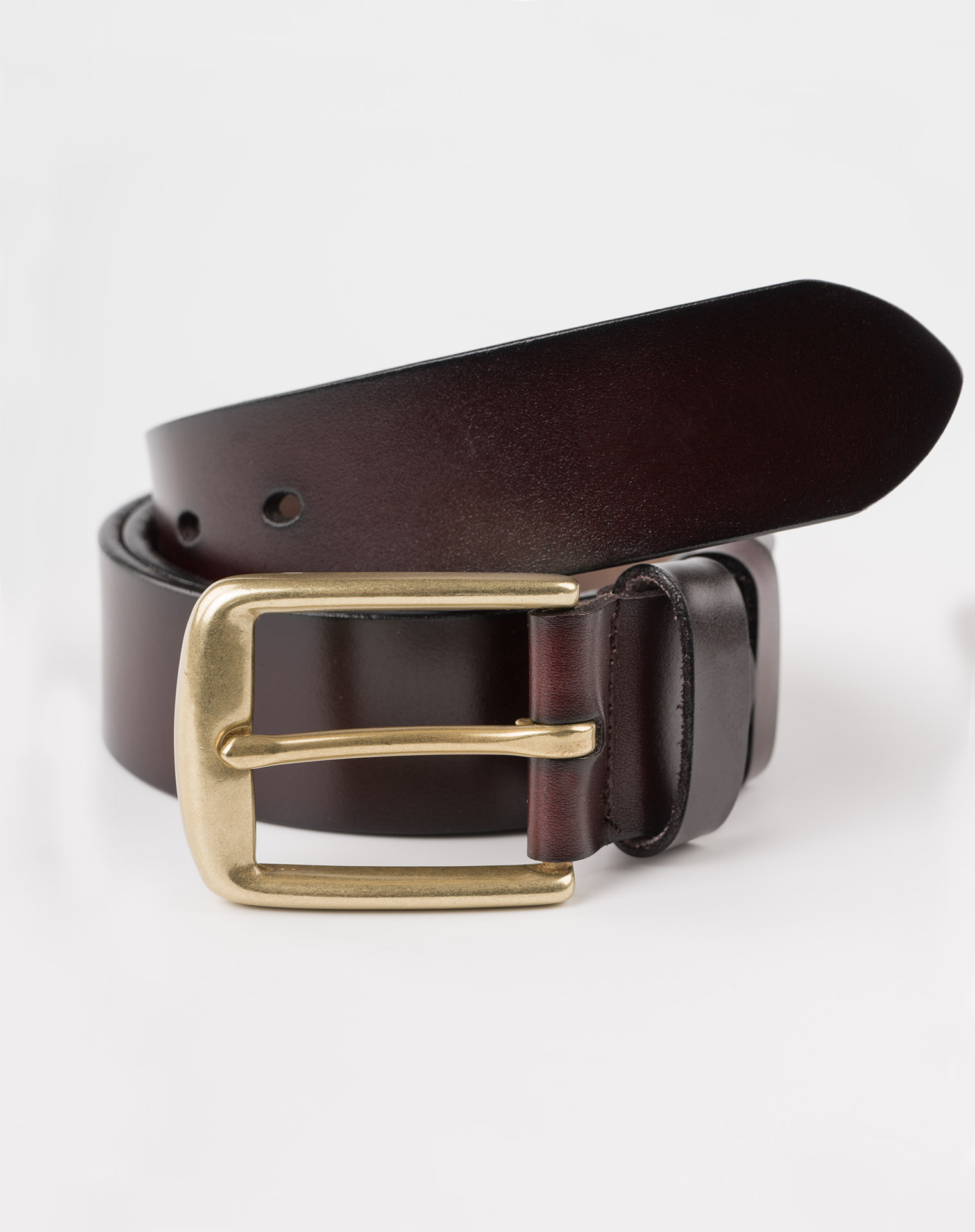 Image 2 of Mens Leather Brown Belt Golden Buckle from Noroze