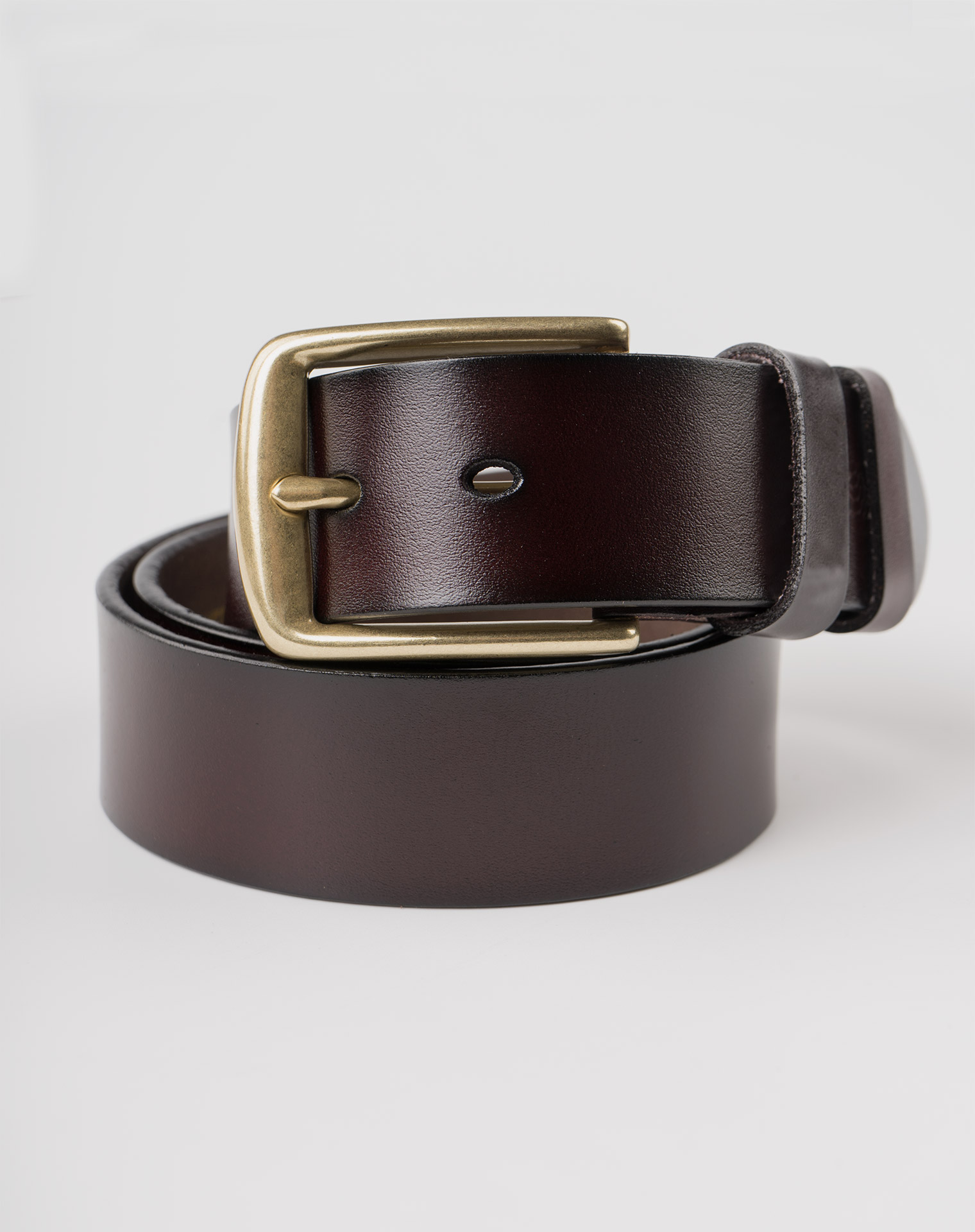 Image 3 of Mens Leather Brown Belt Golden Buckle from Noroze