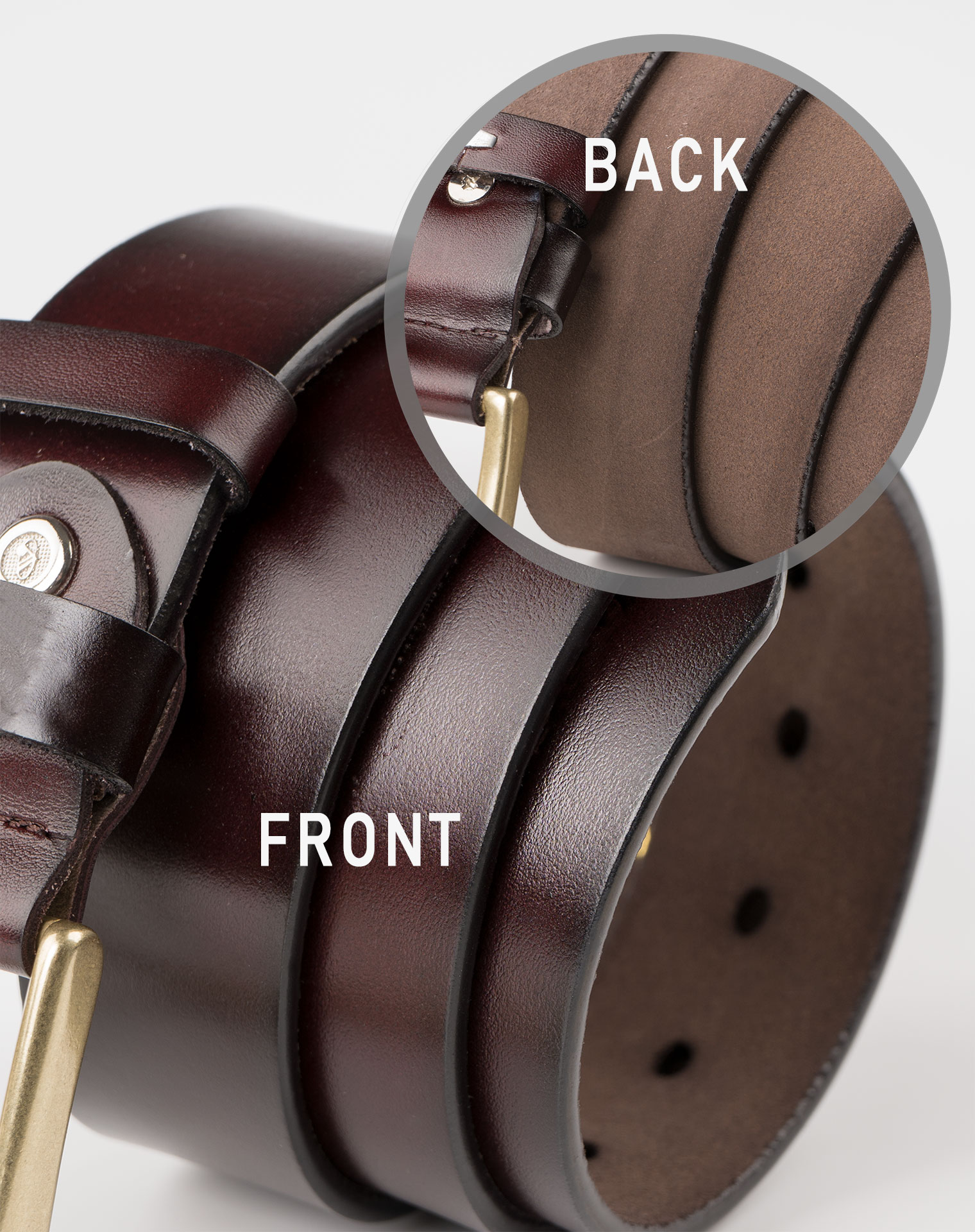 Image 4 of Mens Leather Brown Belt Golden Buckle from Noroze