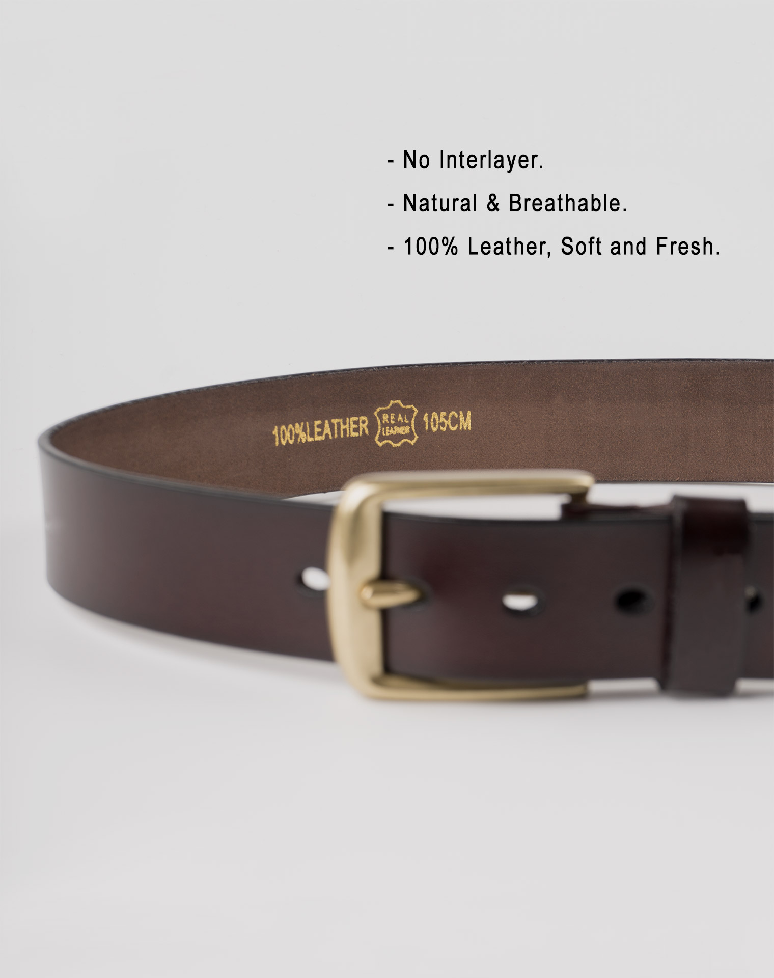 Image 6 of Mens Leather Brown Belt Golden Buckle from Noroze