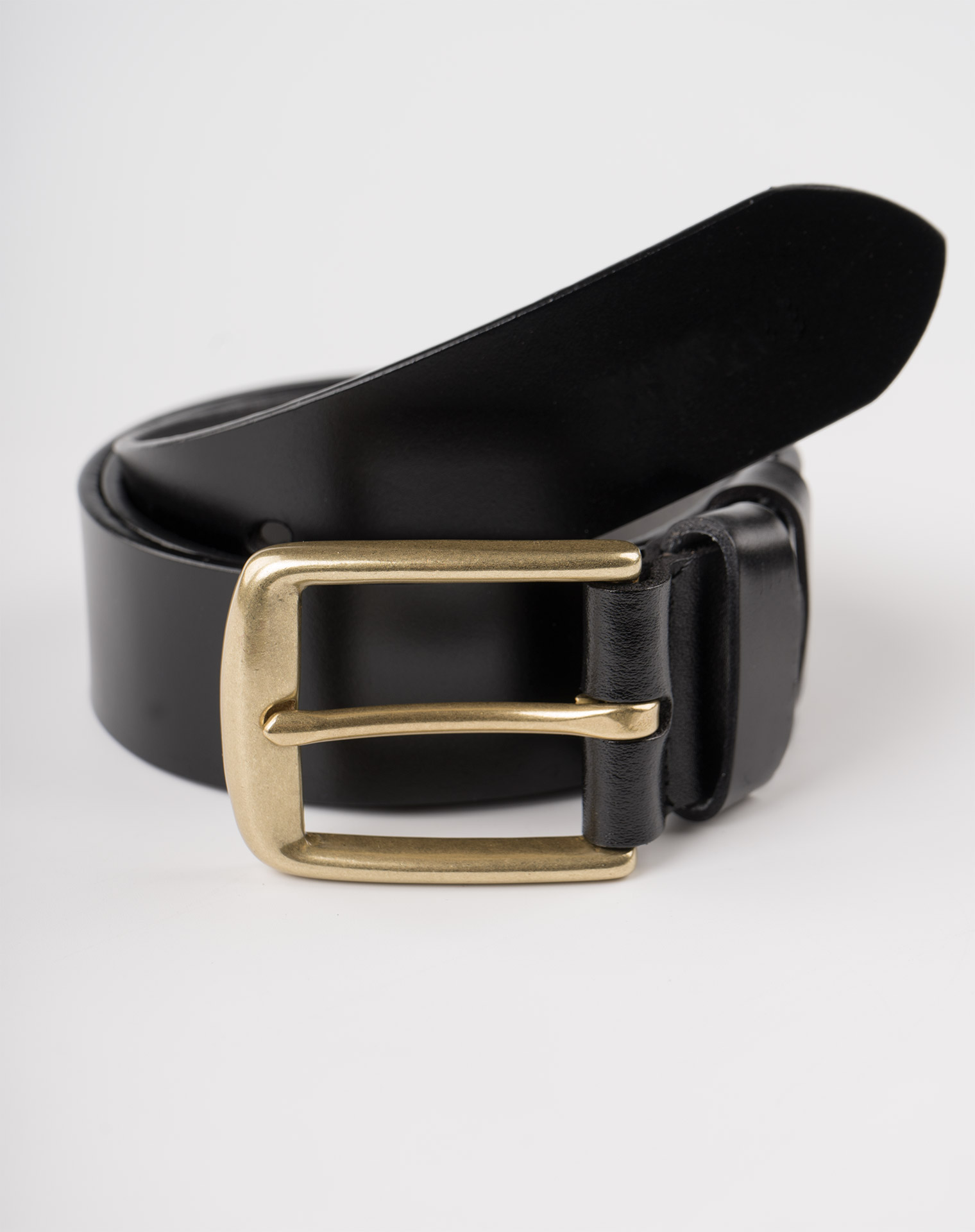 Image 7 of Mens Leather Black Belt Golden Buckle from Noroze