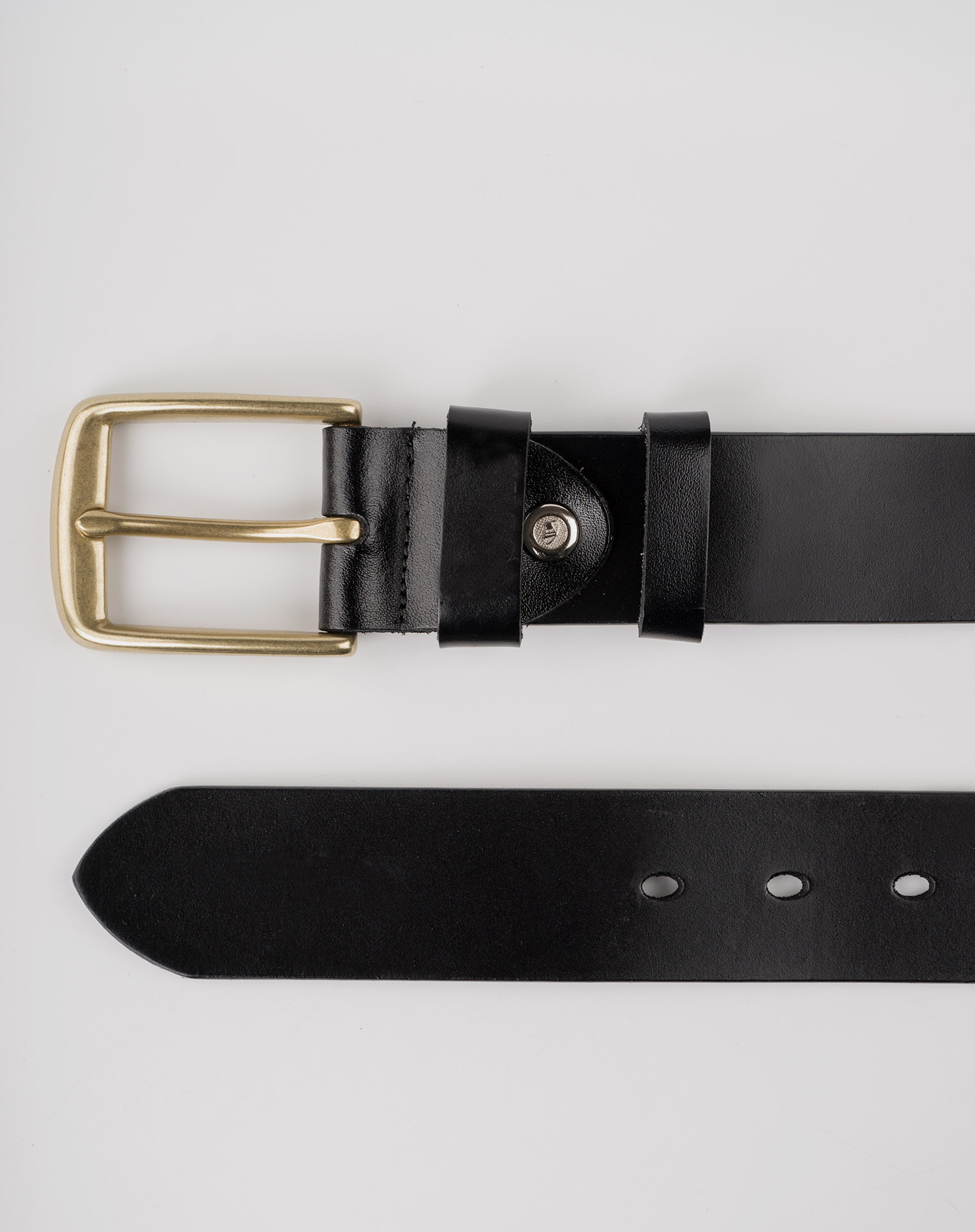 Image 2 of Mens Leather Black Belt Golden Buckle from Noroze