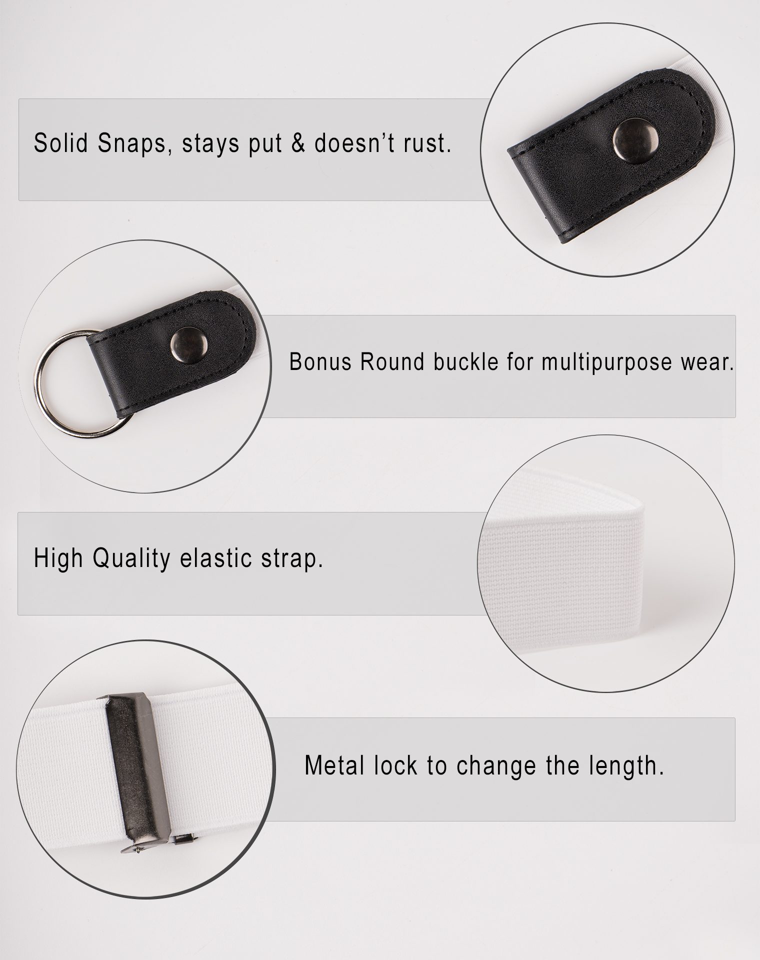 Image 2 of Womens No Buckle Belt of color White from Noroze