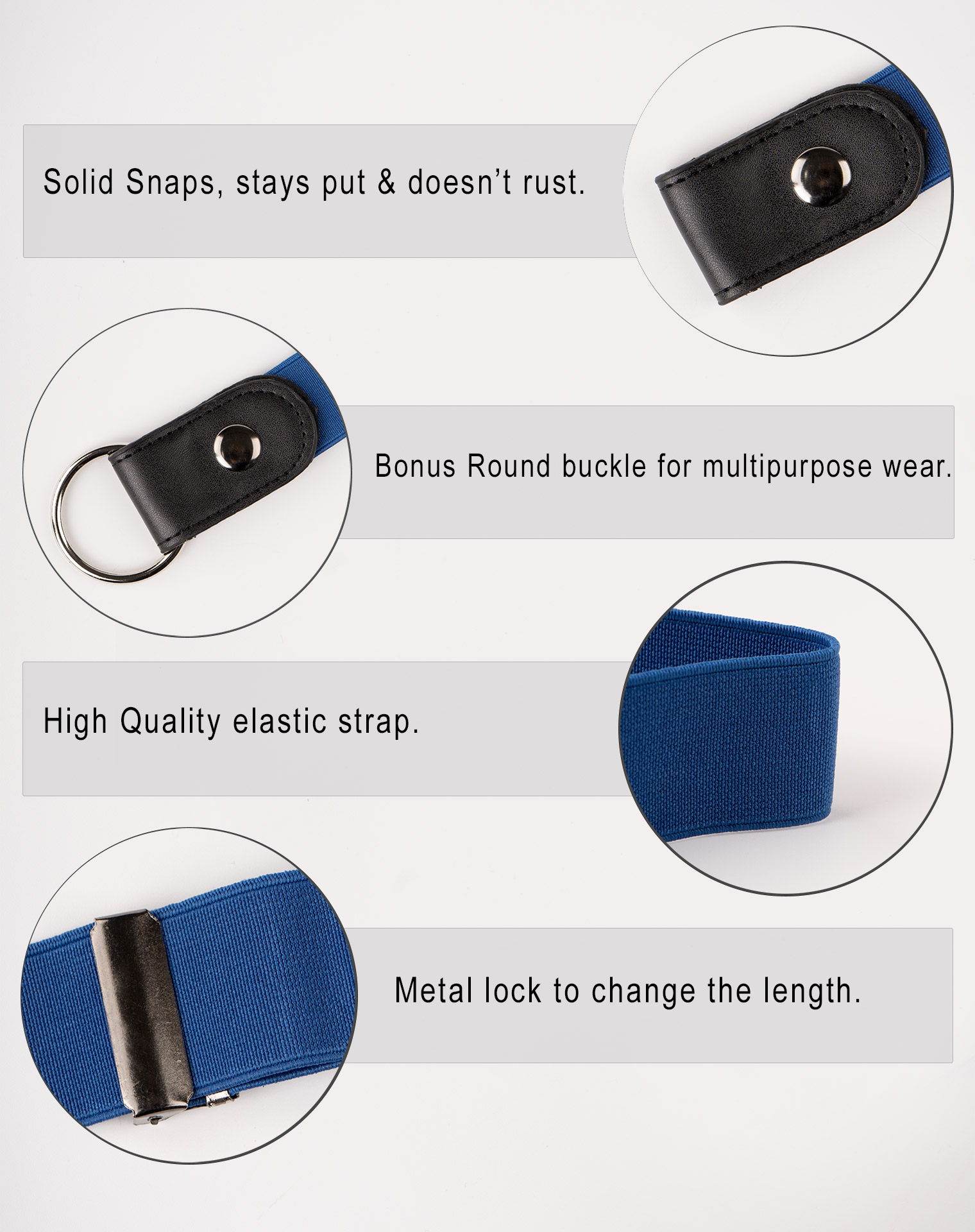 Image 3 of Womens No Buckle Belt of color Navy from Noroze