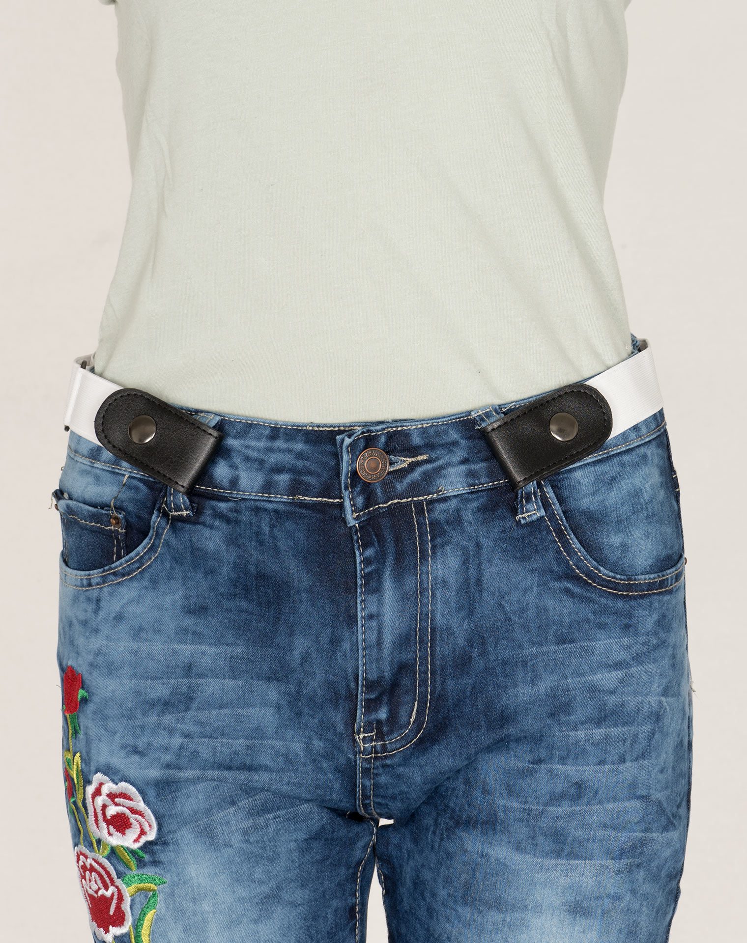 Image 3 of Womens No Buckle Belt of color White from Noroze